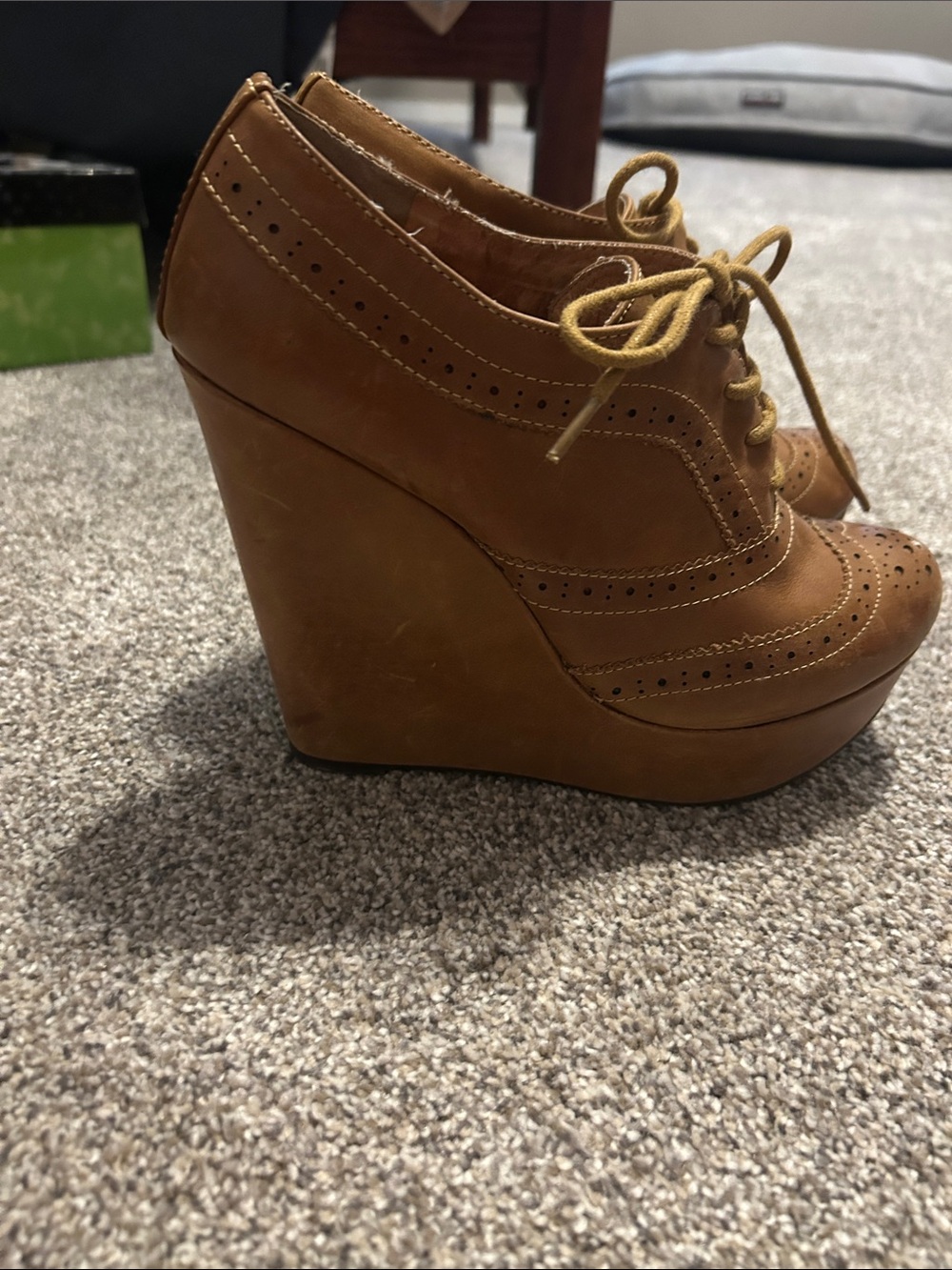 ALDO Women's Brown Brogue Lace-Up Heeled Oxfords